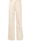 KARL LAGERFELD EMBROIDERED-LOGO WIDE-LEG TROUSERS