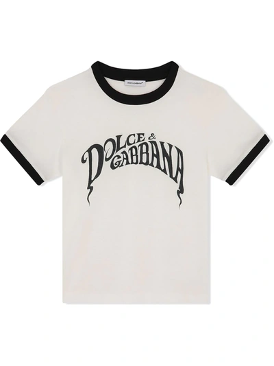 Dolce & Gabbana Kids' Logo Print Short-sleeved T-shirt In White