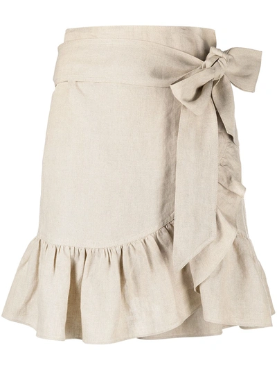 Isabel Marant Étoile Ruffle Tie-fastening Mini Skirt In Neutrals