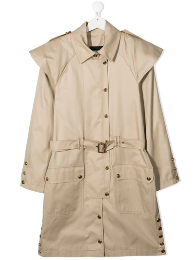 Balmain Kids' Button-embellished Trench Coat In Beige