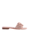 Santoni Allonge Leather Slide Sandal In Pink