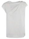 Brunello Cucinelli Gathered Shoulder Plain T-shirt In White