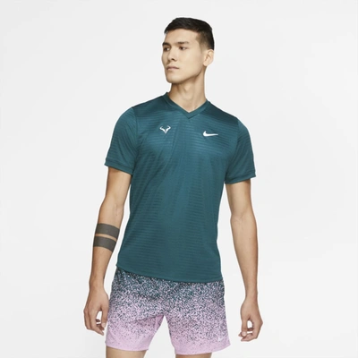 Nike Rafa Challenger Men's Short-sleeve Tennis Top (dark Atomic Teal) In Dark Atomic Teal,white