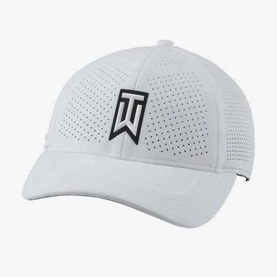 Nike Aerobill Tiger Woods Heritage86 Perforated Golf Hat In White,anthracite,black