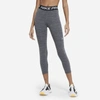 Nike Women's  Pro 365 Mid-rise Cropped Mesh Panel Leggings In Black