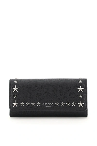 Jimmy Choo Nino Continental Wallet Star Studs In Black