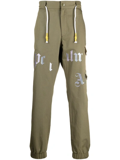 Palm Angels Logo-print Cargo Trousers In Dark Green