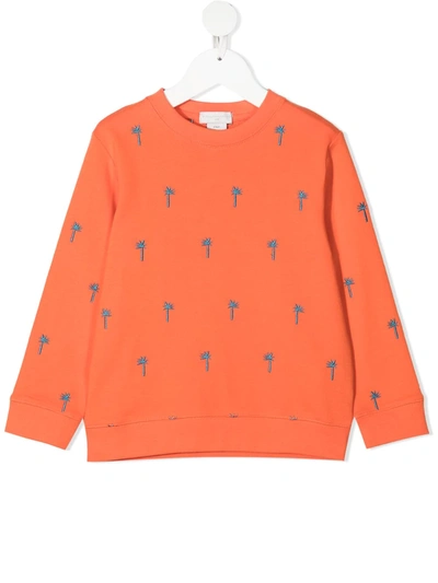 Stella Mccartney Kids' Palm Tree Sweatshirt In Orange