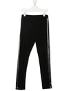 BALMAIN TEEN LOGO TAPE COTTON LEGGINGS