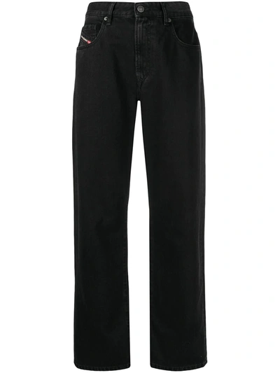 Diesel High-waisted Cropped Jeans In Black