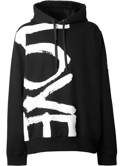 Burberry Love Print Cotton Jersey Hoodie In Black