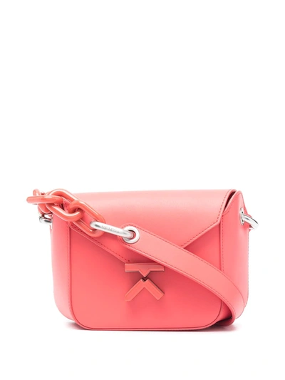 Kenzo Small K Crossbody Bag In Cow Leather With Chain-link In Pink