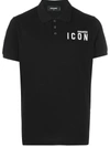 Dsquared2 Slogan Printed Cotton Polo Shirt In Black