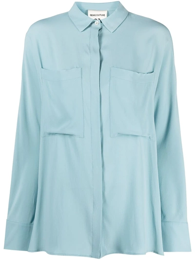 Semicouture Crepe De Chine Shirt In Blue