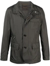 Moorer Hooded Buttoned Down Jacket In Green