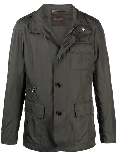 Moorer Hooded Buttoned Down Jacket In Green