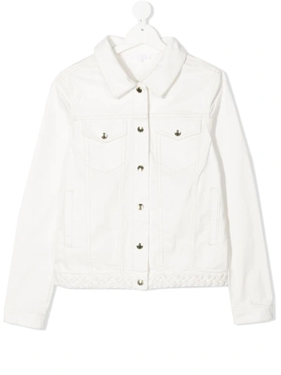 Chloé Kids' Logo Patch Denim Jacket In White