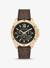 MICHAEL KORS OVERSIZED BRECKEN LOGO AND GOLD-TONE WATCH