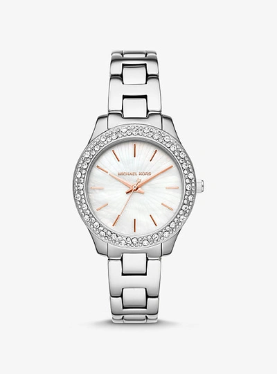 Michael Kors Liliane Pavé Two-tone Watch In Silver