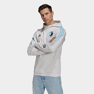 Adidas Team Adidas Men's Minnesota United Fc Travel Hoodie In White/light Blue