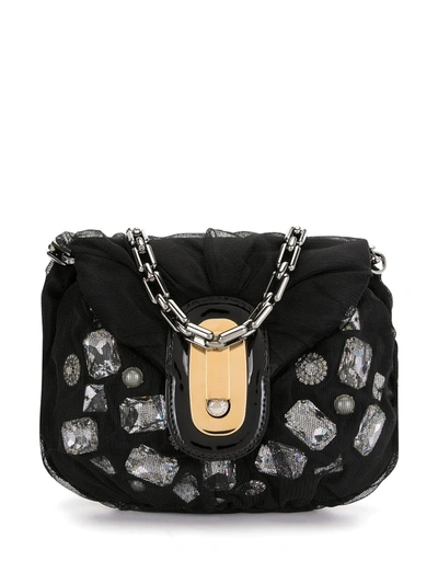 Pre-owned Dolce & Gabbana Stone-embellished Panelled Tote Bag In Black