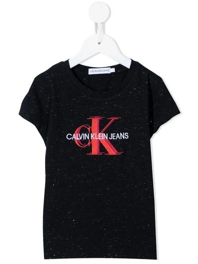 Calvin Klein Kids' Logo Print T-shirt In Black