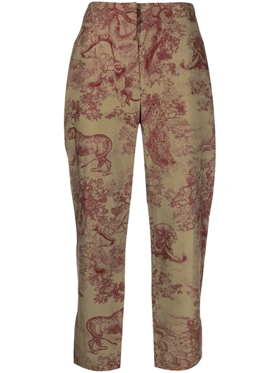 Pre-owned Dior  Animal Print Cropped Trousers In Neutrals