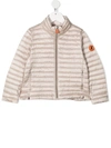 Save The Duck Logo-sleeve Padded Jacket In Neutrals