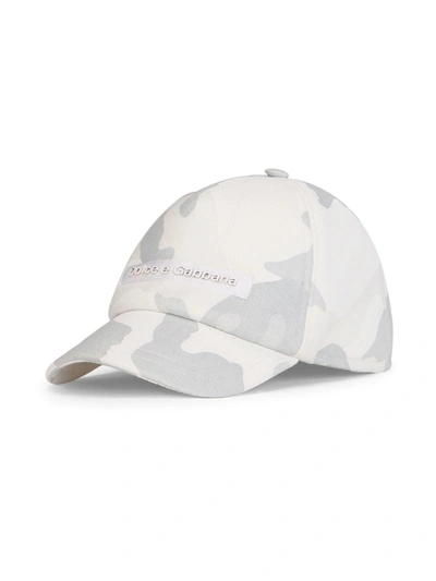 Dolce & Gabbana Kids' Jersey Baseball Cap With Camouflage Print In Azure