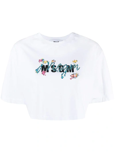 Msgm Logo-print T-shirt In White