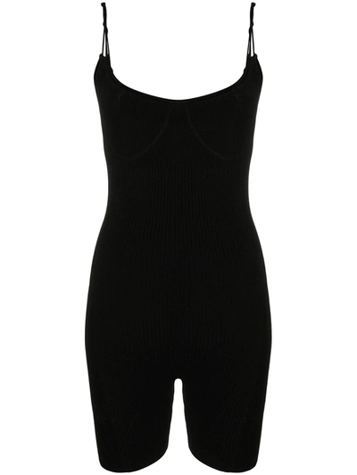 Jacquemus Le Body Short Ribbed-knit Playsuit In Black