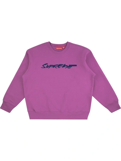 Supreme Futura-logo Crew-neck Sweatshirt "fw 20" In Purple