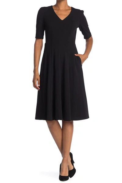 Donna Morgan Womens Pocketed Midi Fit & Flare Dress In Black
