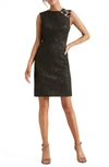 HALSTON HERITAGE EMBELLISHED JACQUARD COCKTAIL DRESS,628292178575