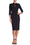 DONNA MORGAN CREPE THREE-QUARTER SLEEVE SHEATH DRESS,793055075443