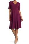 Donna Morgan V-neck Fit & Flare Dress In Mulberry