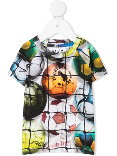 Molo Babies' Footballs Stretch-organic Cotton T-shirt In Unica