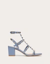Valentino Rockstud Leather Cage Ankle Strap Sandals In Azure