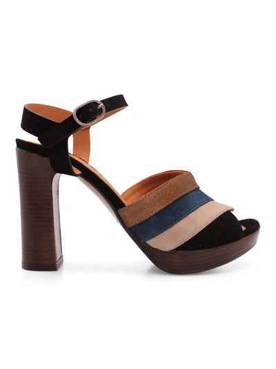 Chie Mihara Calita Leather Sandals In Ante Negro Ante Toast