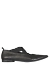 Uma Wang Crossover-straps Pointed Ballerina Shoes In Nero
