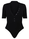 Jacquemus Yauco Buttoned Rib-knitted Bodysuit In Black