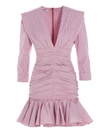 Philosophy Di Lorenzo Serafini Ruched Gingham Cotton-blend Poplin Mini Dress In Multicolor