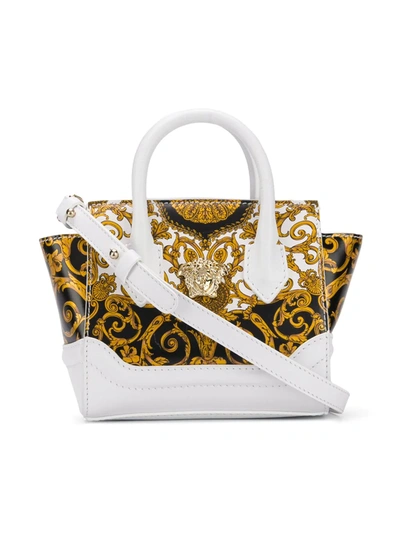 Young Versace Logo Baroque Print Tote In White