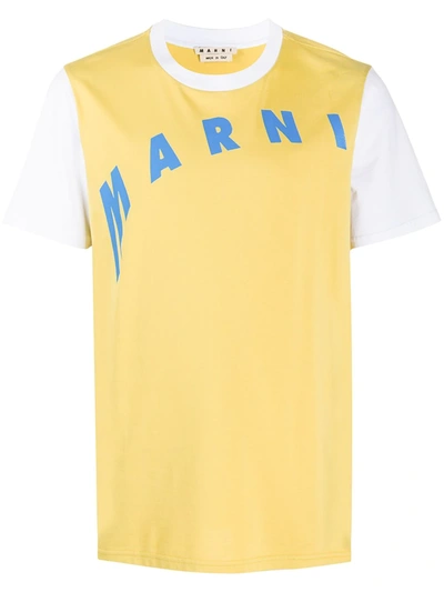 Marni T-shirt With Distorted Logo In Yellow