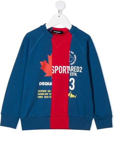 Dsquared2 Kids' Logo-print Round Neck Sweatshirt In Multicolor