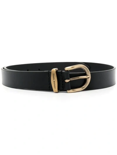 Isabel Marant Zadd Leather Belt In Bkbs Black/brass