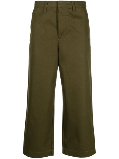 Loewe Cropped Straight-leg Trousers In Green