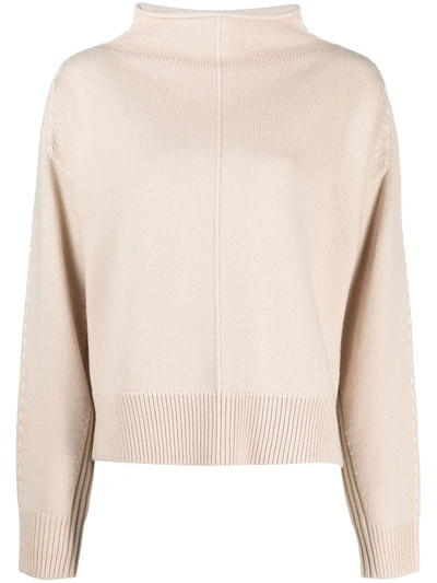Helmut Lang Boat Neck Wool Jumper In Neutrals