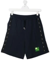 Msgm Teen Logo-trimmed Jersey Shorts In Blue
