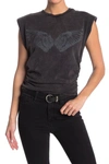 Afrm Graphic Print Muscle T-shirt In Noir Wings